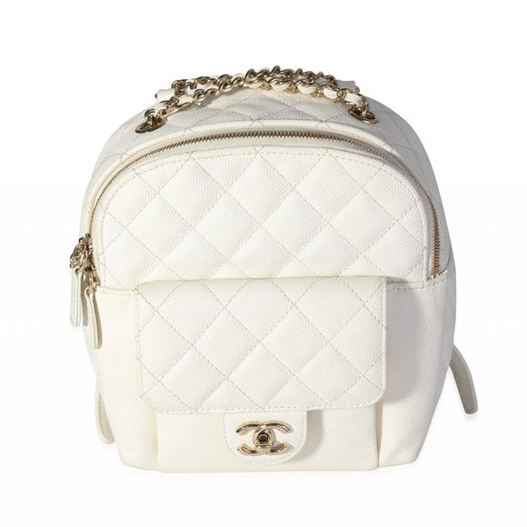 Chanel White Quilted Caviar CC Day Backpack - Picture 1 of 7